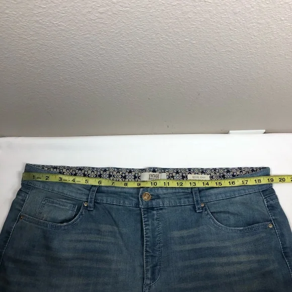 Vintage America Blues Cotton Blend Flowers Patchwork Bestie Blue Jeans 16R/33 - Picture 10 of 16